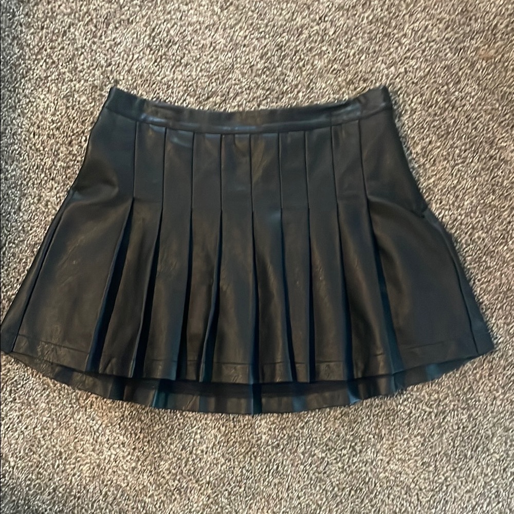 Urban Outfitters Black faux leather tennis skirt